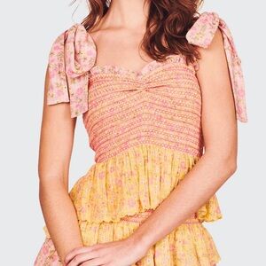 Loveshackfancy Bucky top pink and yellow size small